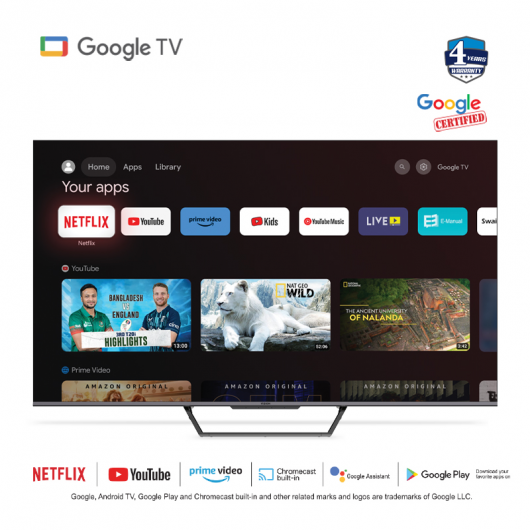 VISION 65" QLED TV Google Android 4K PQ1 Galaxy Pro
